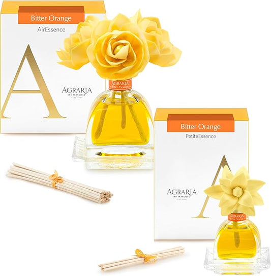 AGRARIA AirEssence & PetiteEssence Flower and Reed Diffuser Set, Luxury Home Fragrance Set, Scented Oil Reed Diffuser Gift for All Occasions