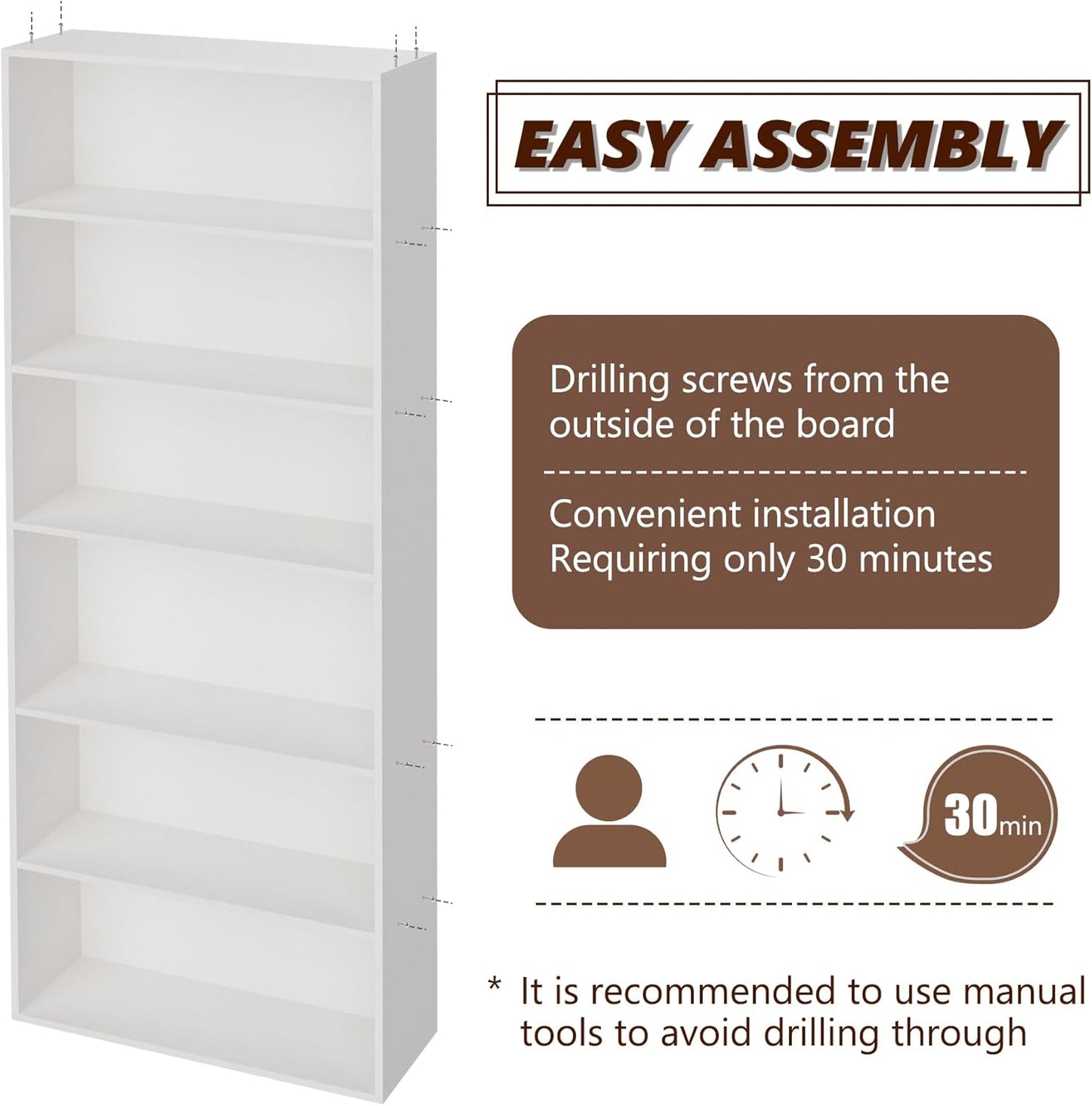 Wooden 6 Cube Storage Organizer,6 Tier Low Bookcase Storage Display Organizer, 64 Inch Versatile Cubes Shelf and Cubby Unit for Any Space (White, 6 Cube-W(23.6inch)