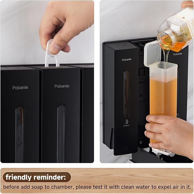 1984 Shower Soap Dispenser Bathroom Set Shampoo Conditioner Body Wash Dispenser Wall Mounted Shower Shampoo Dispenser 3 Chamber No Drill for Home Star Hotel 3 x 400ml Black