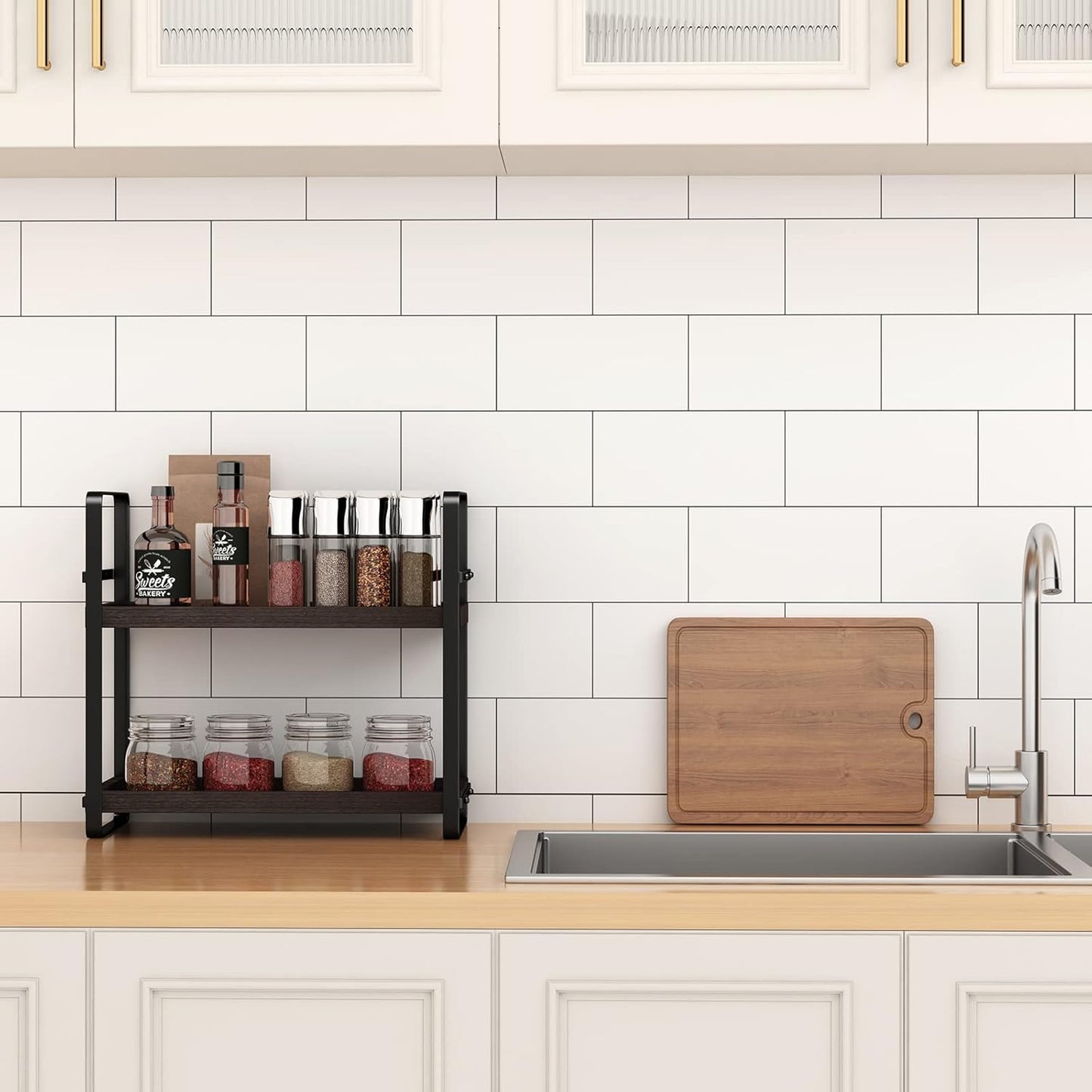 Bathroom Counter Organizer,Bathroom Countertop Organizer,Counter Shelf,Countertop Storage,Organization and Storage,Makeup Shelf,Sink Caddy(Brown 2 Tier)