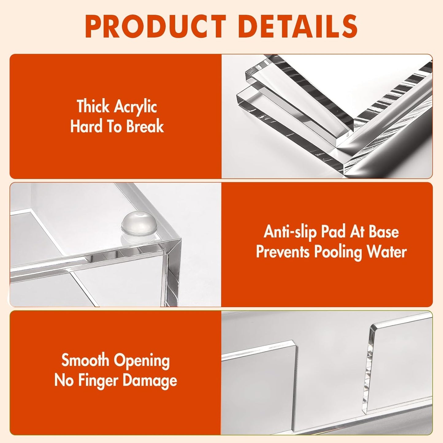 Acrylic Napkin Holder for Table, Clear Plastic Flat Napkin Holder, Modern Square Paper Napkin Holders for Kitchen, Dinner Table Guest Napkins Holder for Home, Hotel, Restaurant, Bar