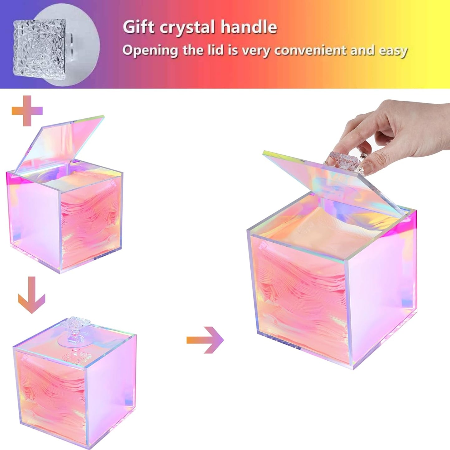 Acrylic Box with Lid Clear Storage Coffee Pod Holder Prism Box Durable Clear Square Cube with Hinged Lid for House and Office Use