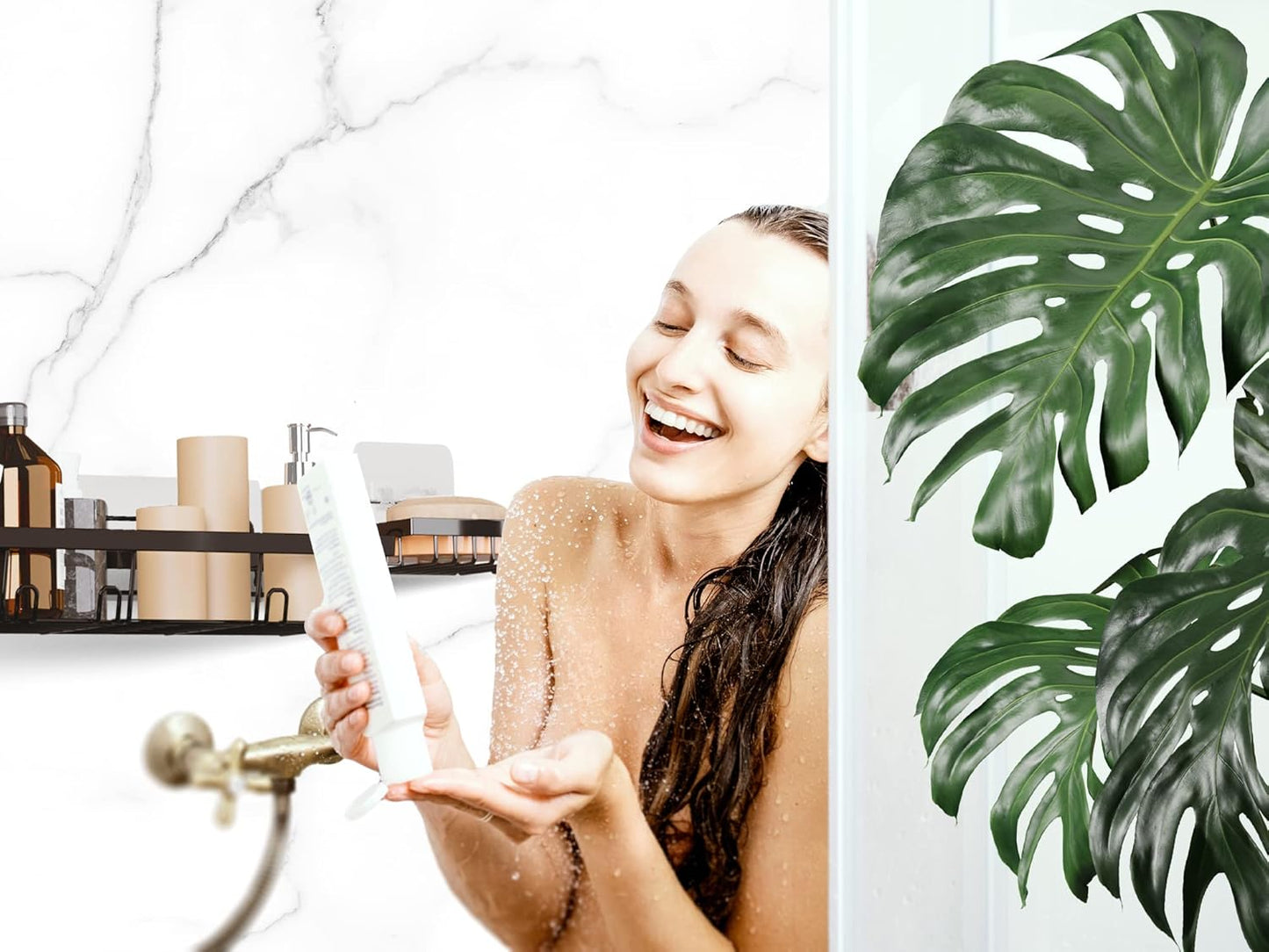 Shower Shelf - Premium Shower Caddy for Shower Organization - Adhesive Shower Rack - Stainless Steel Restroom Organizer - Pack of Two