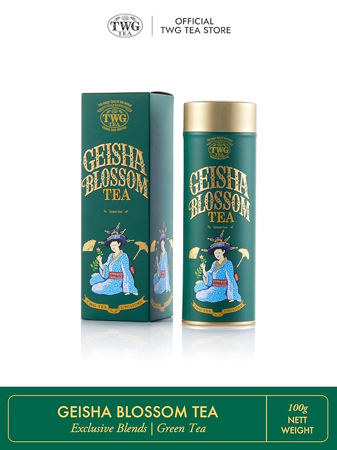 TWG Tea | Geisha Blossom Tea | Green Tea | Passionfruit & Marigold Petals | Haute Couture Tin, 100g | Gift Set