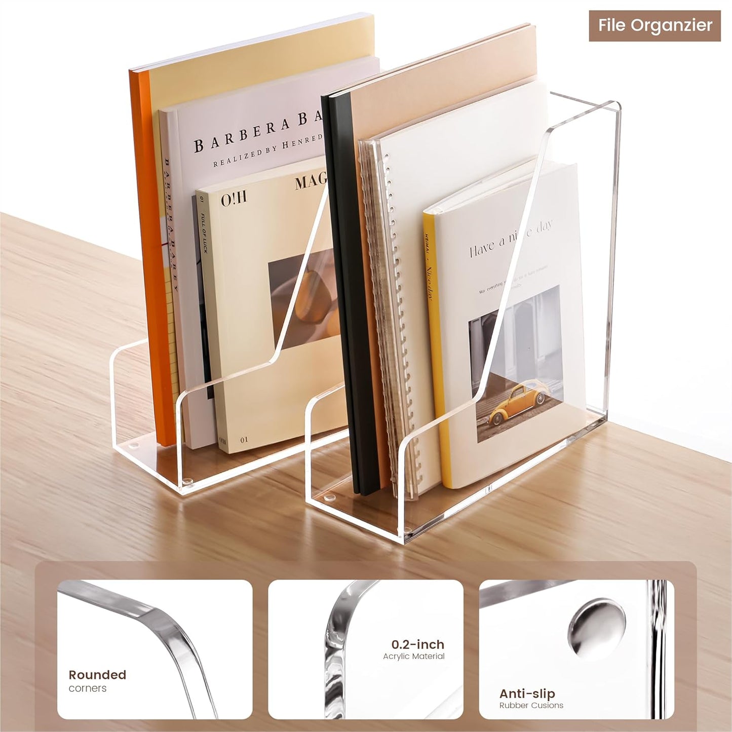 YUXUN Acrylic Magazine File Holder,Clear Desk Organizer File Holder Stand for File/Magazine/Binders/Notebook/Envelopes,Multi-purpose Coloring Comic Book Storage for Home/Office/Classroom Organization