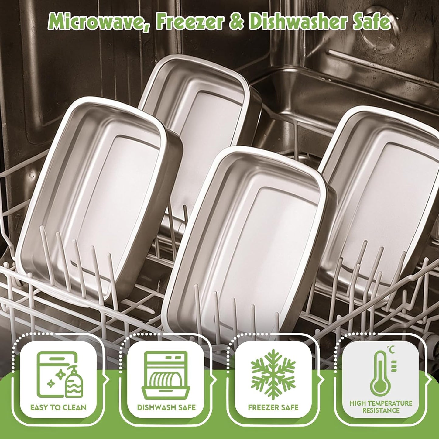 10 Pack Stainless Steel Food Storage Containers with Leak-Proof Lids, 34oz Reusable Metal Meal Prep Lunch Boxes, Stackable, BPA-Free, Dishwasher Safe for Snacks, Fruits & On-the-Go Meals