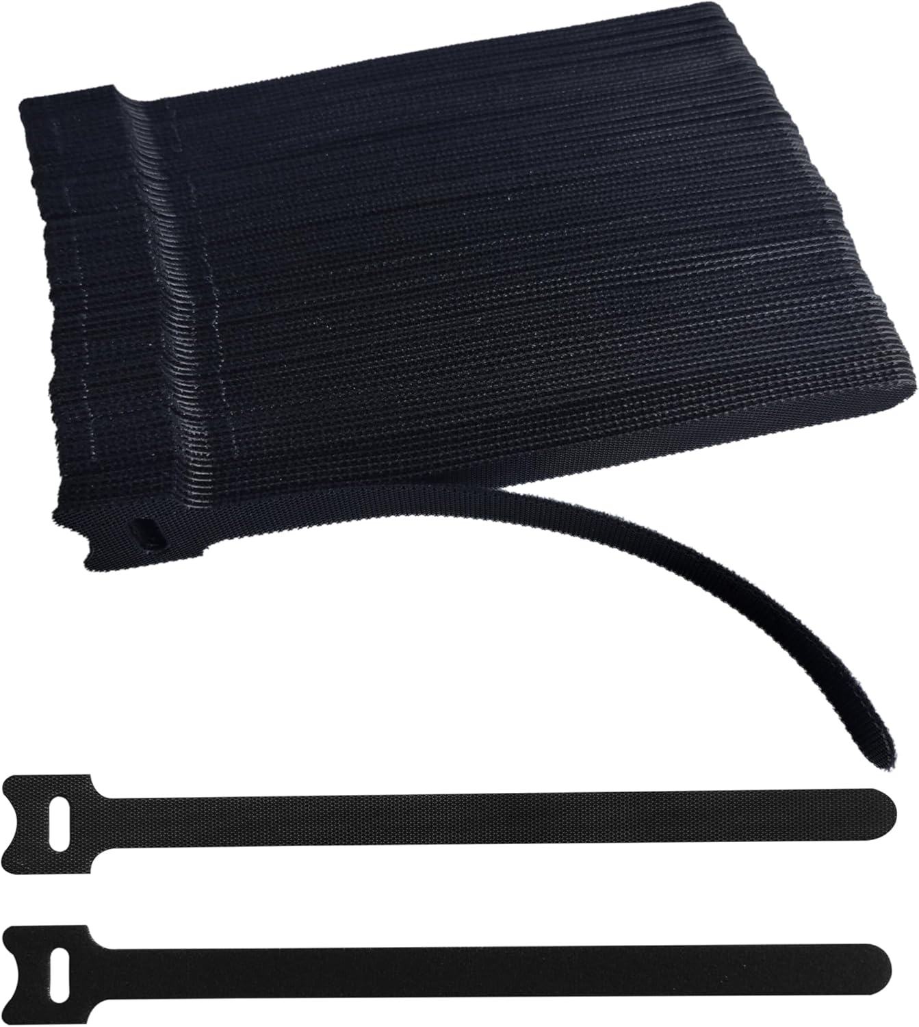 100 PCS 8 Inches Black Reusable Cable Ties, Adjustable Cord Straps, Cable Organizer, Cord Wrap and Hook Loop Cords Management