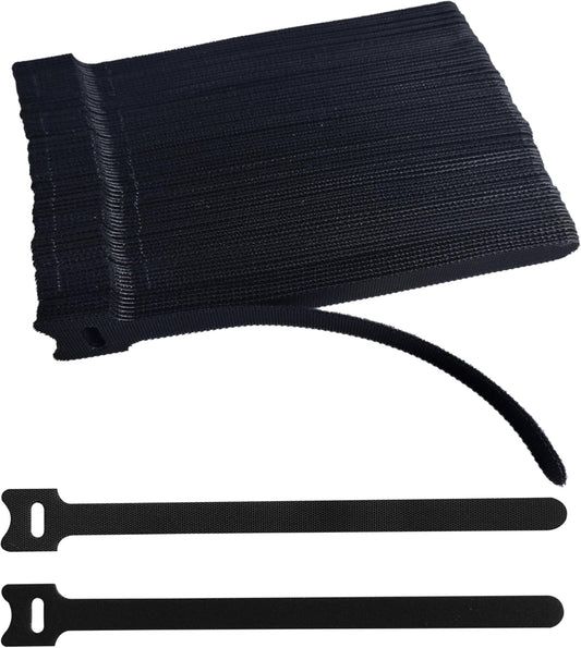 100 PCS 8 Inches Black Reusable Cable Ties, Adjustable Cord Straps, Cable Organizer, Cord Wrap and Hook Loop Cords Management