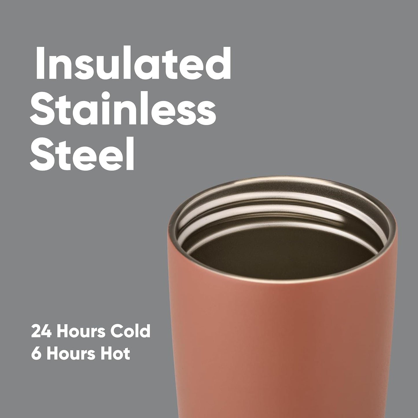 Owala SmoothSip Slider Insulated Stainless Steel Coffee Tumbler, Reusable Iced Coffee Cup, Hot Coffee Travel Mug, BPA Free 20 oz, Cozy Cocoa