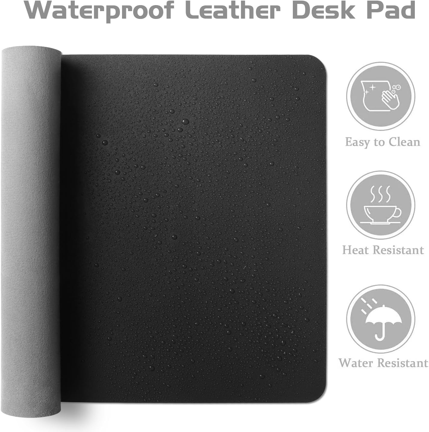 Aothia Leather Desk Pad Protector, Office Desk Mat, Large Mouse Pad, Laptop Desk Pad, Non-Slip PU Leather Desk Blotter, Waterproof Desk Writing Pad for Office and Home (Black, 47" x 24")