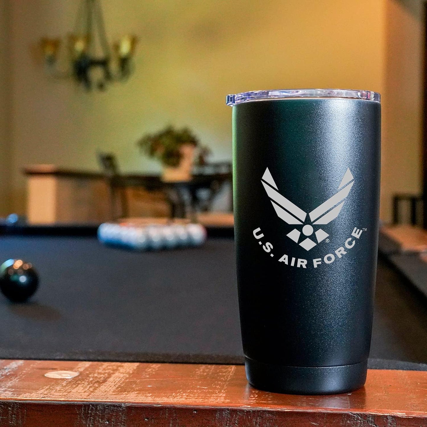 20oz Air Force Tumbler, Double-Walled Insulated Steel USAF Coffee Mug with Lid | Air Force Gifts | USAF 20oz Tumbler