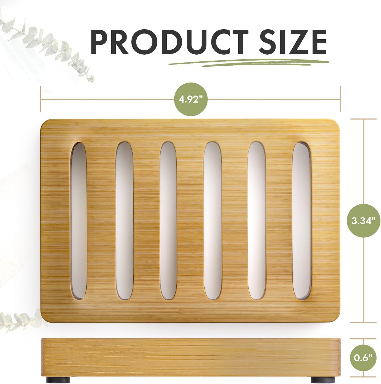 AmazerBath Soap Holder, Bamboo Soap Dish, Wooden Soap Holder Soap Dish, 2 Pack Bamboo Soap Holder, Soap Dishes for Bar Soap, Wooden Soap Tray, Kitchen Soap Tray Self Draining (Wooden Color)