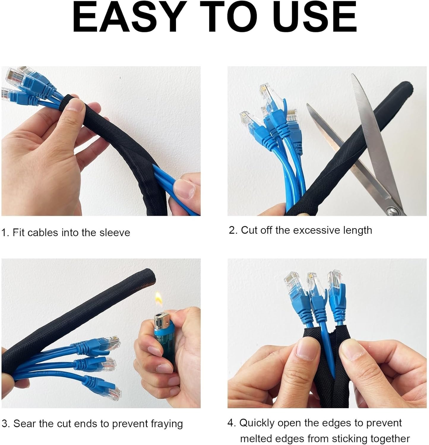 Secbolt Cord Protectors from Pets No Chew, 25ft - 1/2 inch Ultra Durable Cord Covers for Pets, Bite-Resistant Cable and Wire Protector for Cats, Dogs, Rabbits - Black