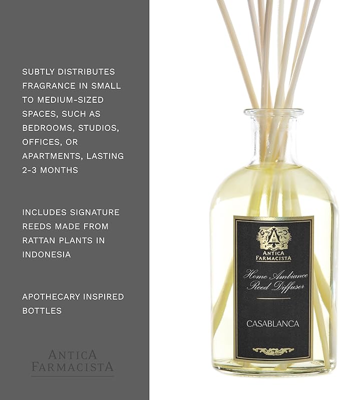 Antica Farmacista Home Ambiance Diffuser - Long-Lasting Reed Scent Diffuser - Luxury Room Freshener Gift - Casablanca, 8.45 fl oz