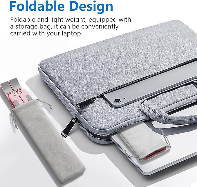 Laptop Stand for Desk, Aluminum Metal MacBook Stand，Computer Riser for Desk, Portable Foldable Adjustable Notebook Holder, Compatible with 10-15.6 Inch Laptops, iPad, Rose Gold.