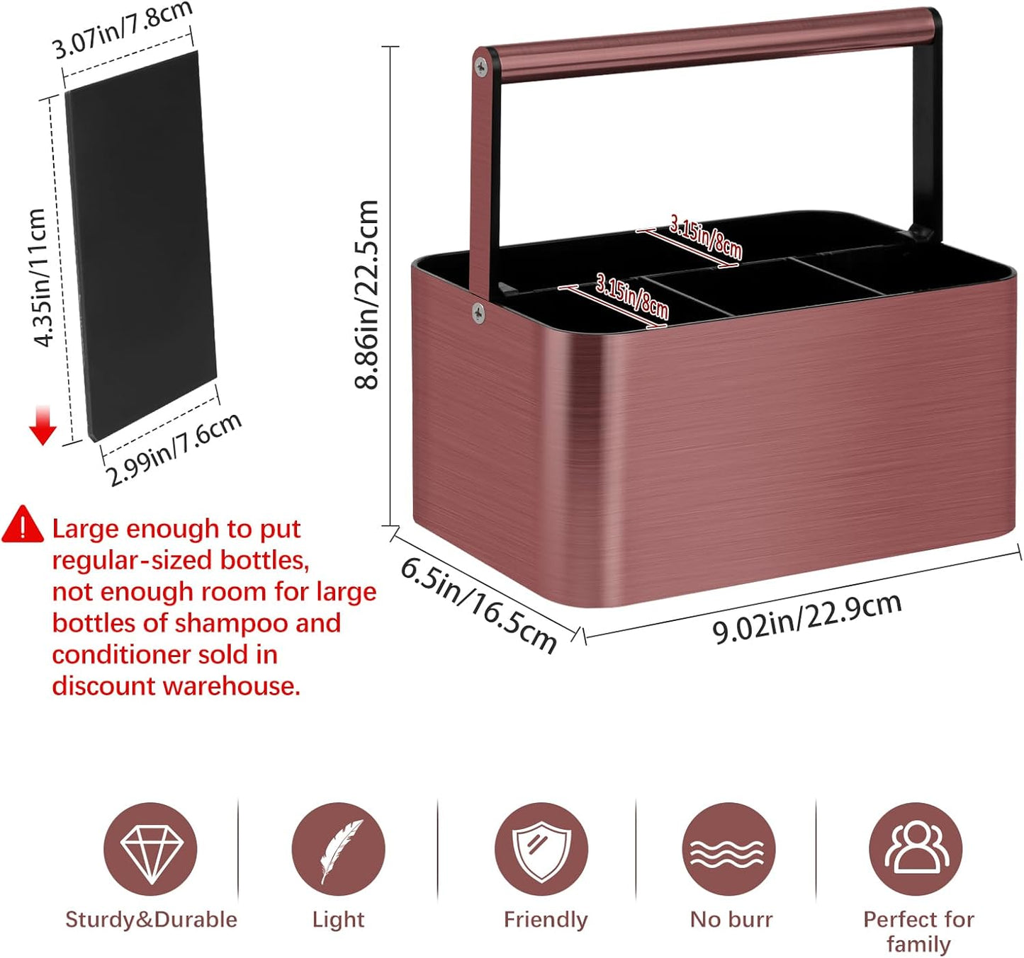 Shower Caddy Portable for College Dorm Room Essential, Bathroom Caddy Organizer with Handle and Adjustable Dividers, Shower Storage Tote, Plastic Shower Basket Bin for Shampoo Toiletry