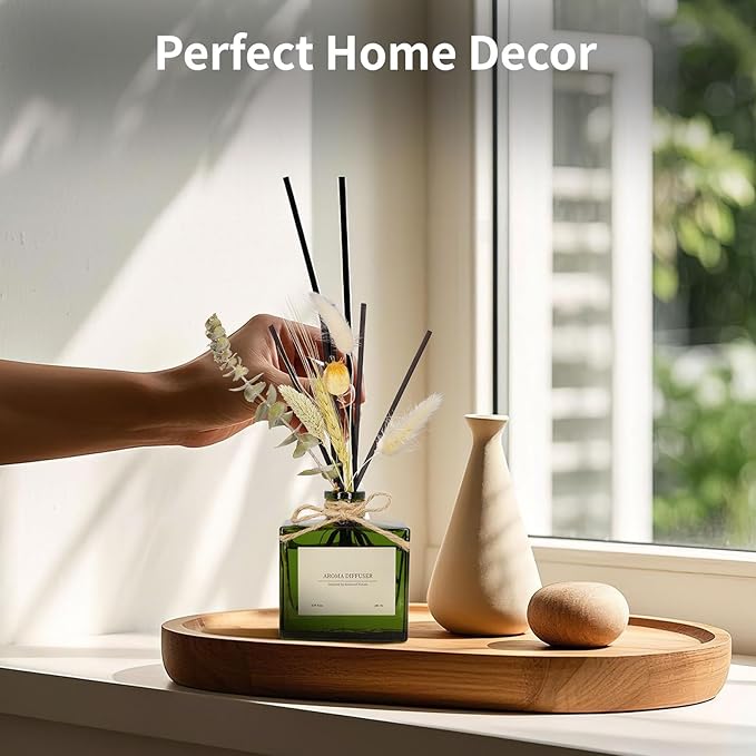 Reed Diffuser, 6.09 oz Jasmine Lily Scent Diffuser with Sticks & Dried Flowers, 120 Days Long Lasting reed diffusers for home, Elegant fragrance for Bathroom Bedroom Office Decor, Air fresh