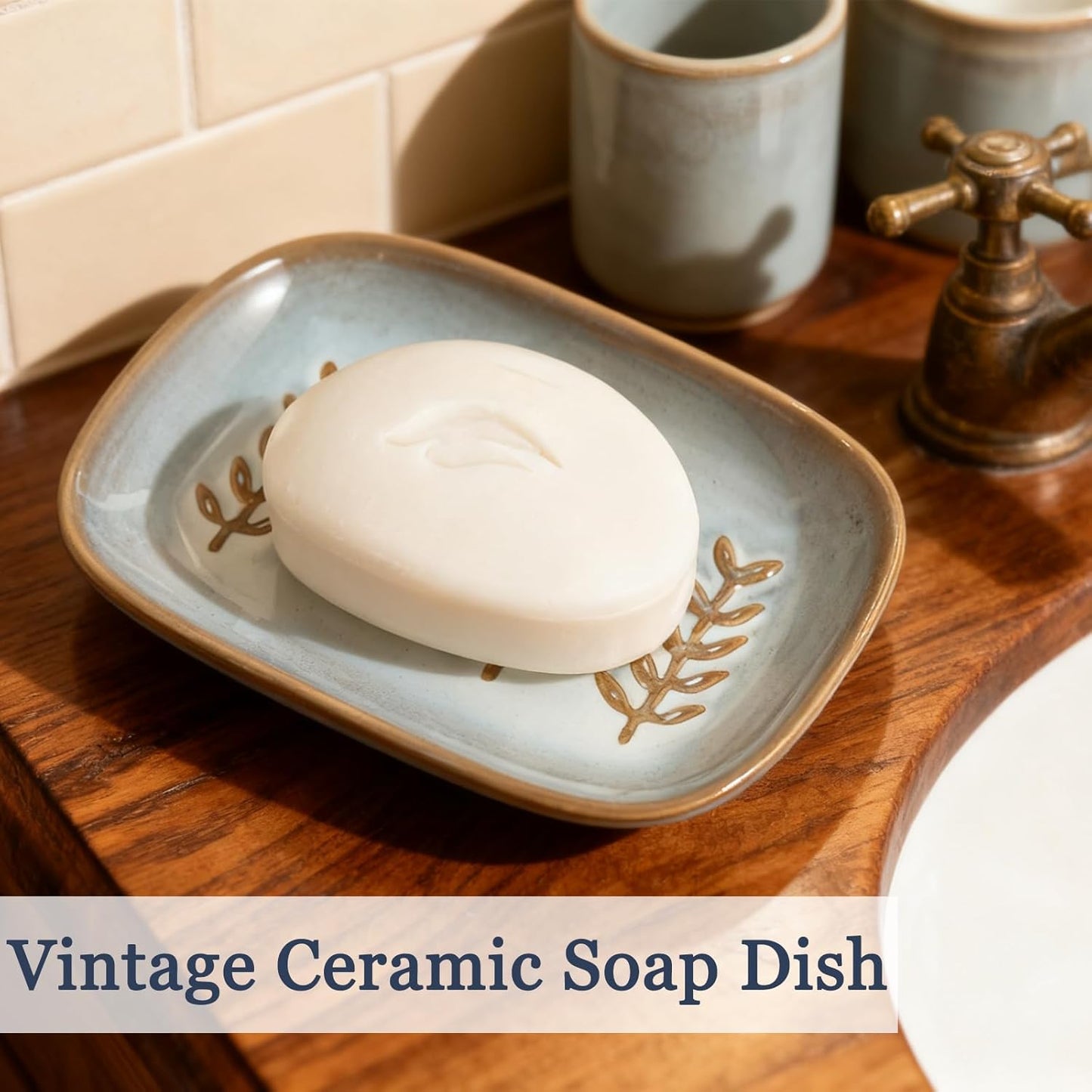 Aesthetic Ceramic Soap Dish for Shower, Soap Holder with Raised Relief, Shower Soap Dish for Shampoo Bar Or Sponge, Soap Saver for Bathroom, Kitchen, Sink, Decorative Soap Tray(Grey&White)