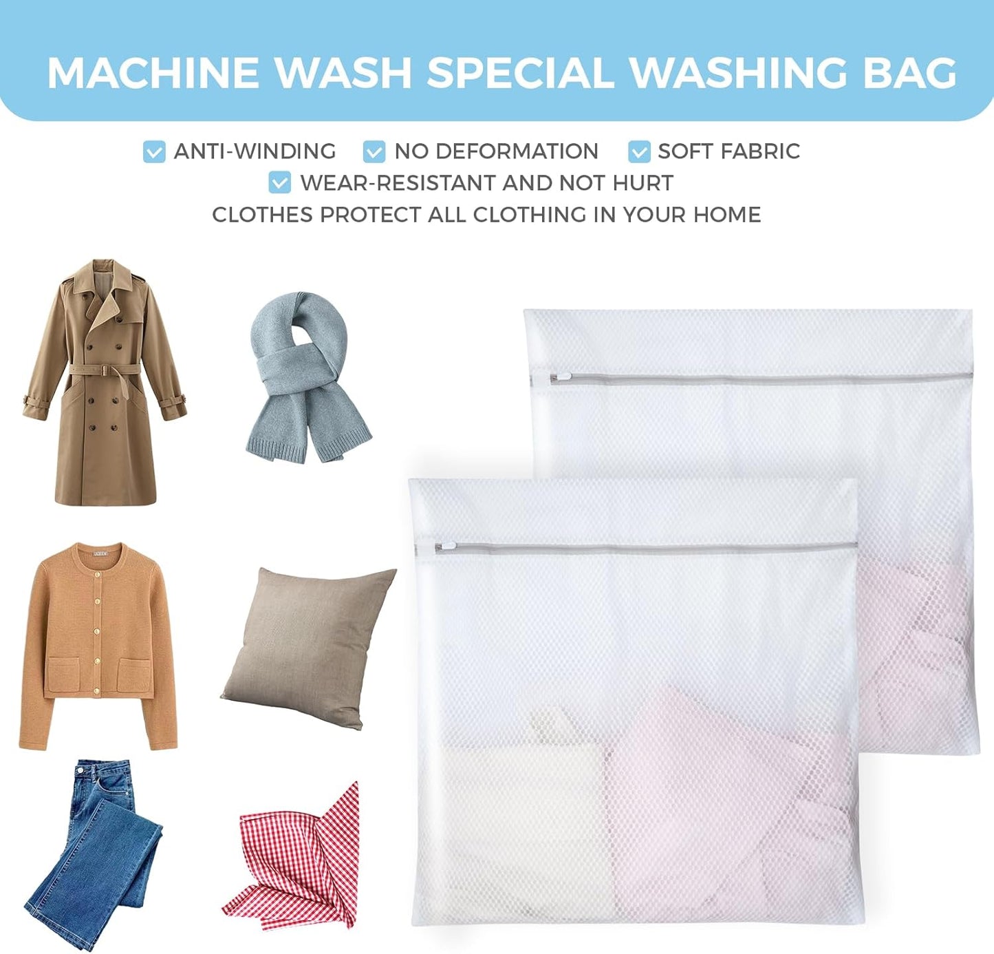 (2 PCS) Large 24x24" Honeycomb Mesh Laundry Bags - Delicates, Lingerie, Bra, Garment Wash - Durable Mesh Wash Bags for Washing Machine - Travel & Laundry Room Organization