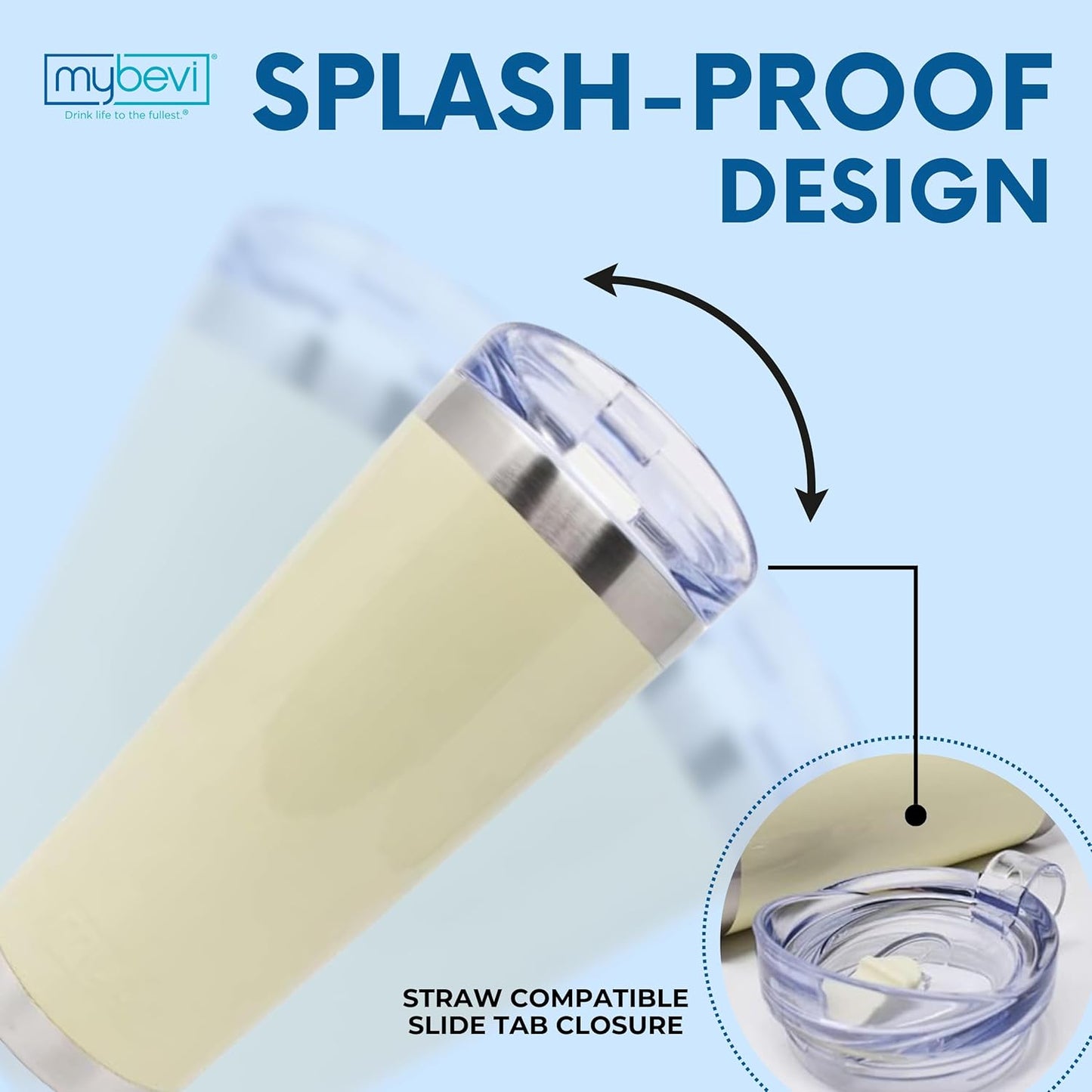 Classic Premium Stainless Steel Tumbler with 12-Hour Temperature Control, Tritan Lid, and BPA-Free Construction | Cream Sparkle, 26 oz