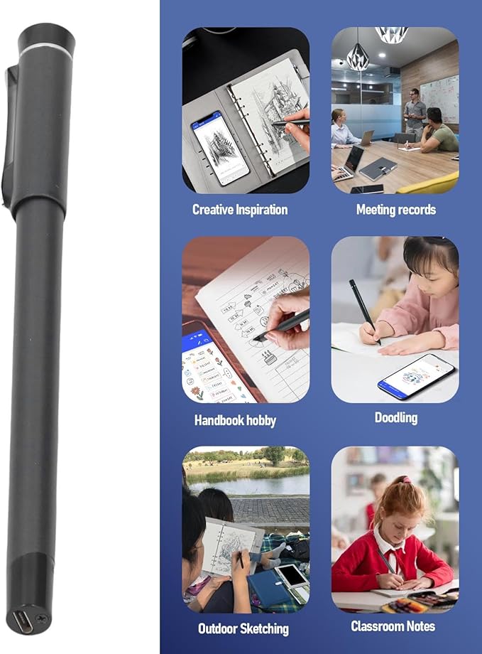 Yunseity 3 in1 Digital Smart Pen, Smartpen Notebook Set, Real Time Sync for Digitizing, Bluetooth 5.0 Paper Smart Writing Set, Convert to Text, OCR Technology, for iOS for Android (Grey Black