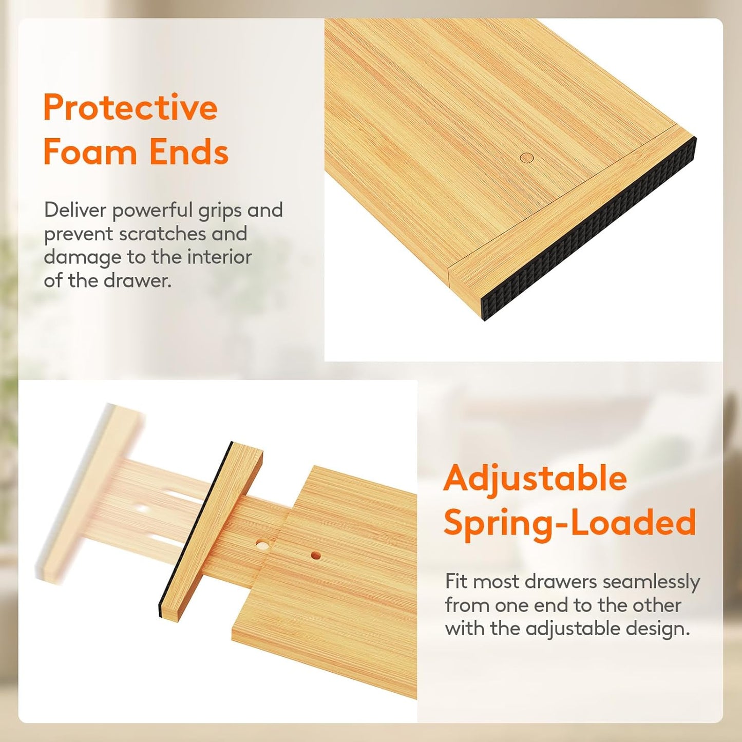 Lifewit 6 Pack 5" Deep Bamboo Drawer Dividers, 17.5-22" Expandable Drawer Organizers for Clothes, Adjustable Dresser Drawer Divider, Clothing Drawer Separators for Dresser, Bedroom, Bathroom, Kitchen