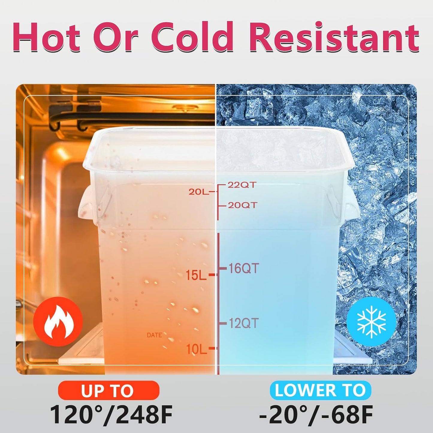 4 Pack 22 Quart Square Food Storage Containers with Lids – Commercial Restaurant Food Storage Containers for Restaurant and Kitchen Storage