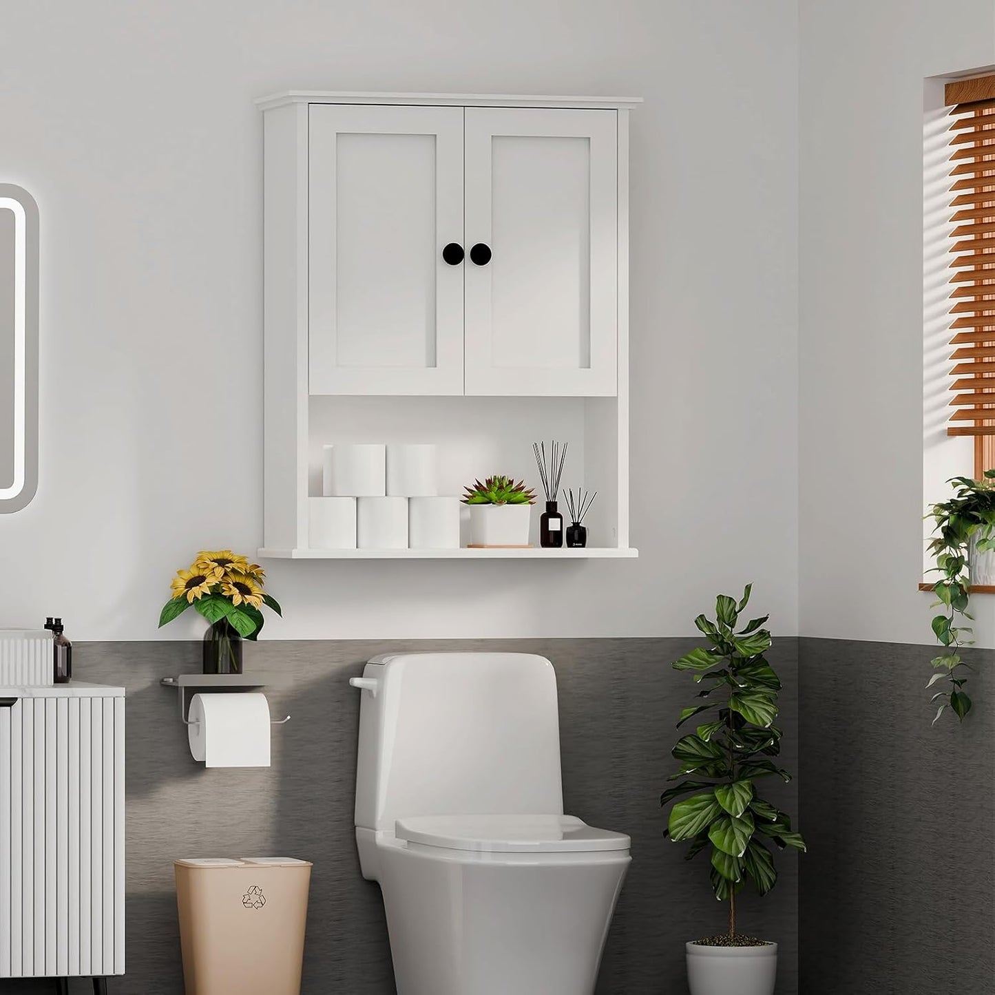 Bathroom Medicine Cabinet - Toilet Cabinet - Wall Mounted Cabinet - Multi Scene Wall Cabinet Storage Solution (Suitable for Bathroom, Kitchen, Living Room; White, Easy to Install)