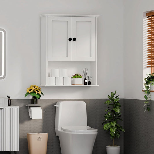 Bathroom Medicine Cabinet - Toilet Cabinet - Wall Mounted Cabinet - Multi Scene Wall Cabinet Storage Solution (Suitable for Bathroom, Kitchen, Living Room; White, Easy to Install)