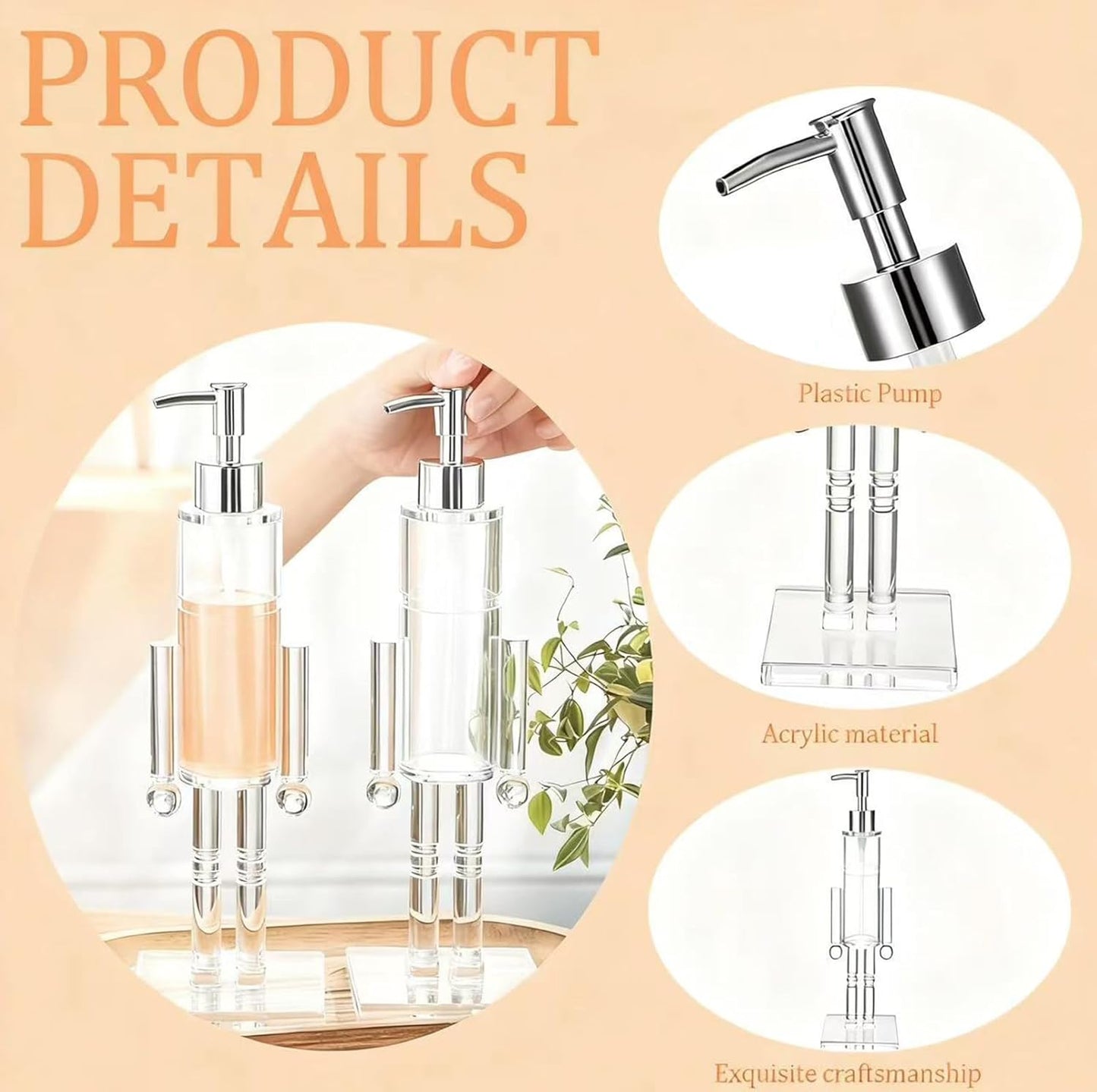 Clear Nutcracker Soap Dispenser for Bathroom & Kitchen – Refillable Acrylic Christmas Hand Soap Pump Bottle Holiday Décor Gift (2 pcs)