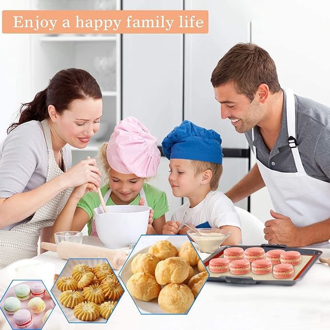 AMYONE Macaron Silicone Baking Mat, 2 PCS Half Sheet Silicone Mats for Baking, Non-Stick Silicone Cookie Sheet Liners for 13 x 18 Sheet Pan for Macaron/Cookie/Bread/Pastry, 11 5/8" x 16 1/2" Orange