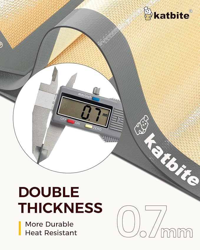 Silicone Baking Mat, Katbite Large Baking Mat Set of 3-2 Half Sheets Mats (11 5/8" x 16 1/2") + 1 Quarter Baking Sheets, Reusable & Nonstick Bakeware Mats for Cookies, Macarons, Bread and Pastry