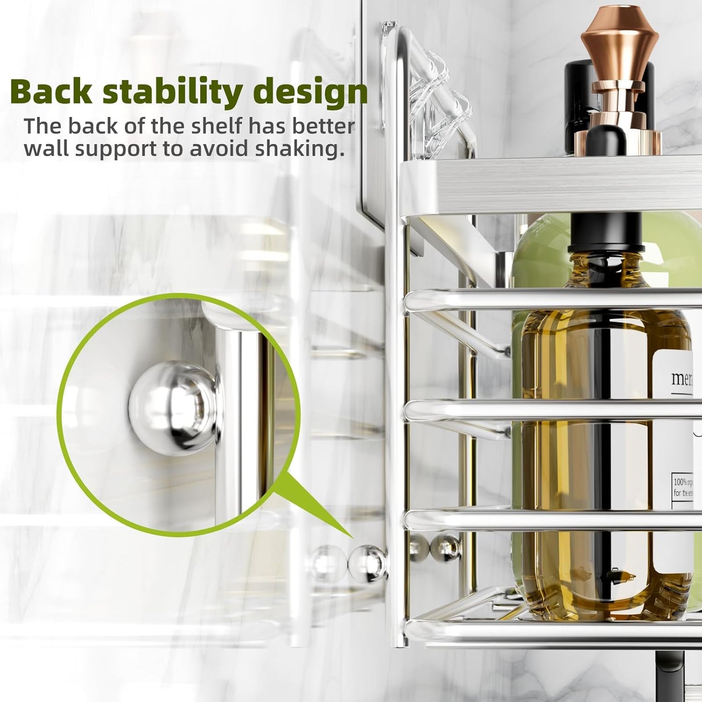 Yougai Shower Caddy Shower Shelf with Soap Dish and 4 Hooks, SUS304 Stainless Steel Shampoo Holder Bathroom Shower Organizer No Drilling Adhesive Wall Mounted Storage Shelves Basket Accessories-3 Pack