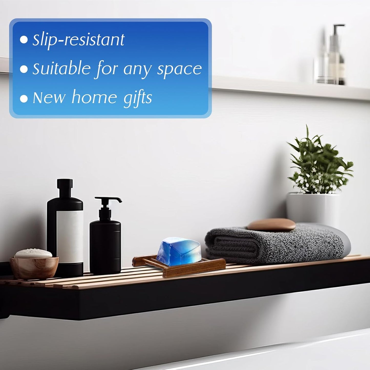 Sawysine 50 Pcs Bamboo Soap Holder Bulk Wood Soap Dish Bathroom Wooden Tray Saver Hand Craft Bathtub Self Draining Dish for Bar Kitchen, Gifts for Christmas, 2 Sizes(Charcoal Color)