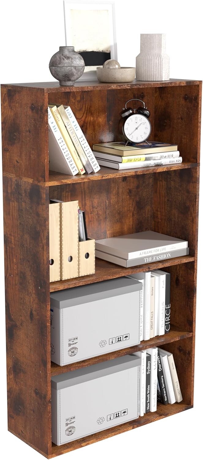 Wooden Cube Storage Organizer,Low Bookcase Storage Display Organizer (Brown, 4 Cube-W(23.6inch))