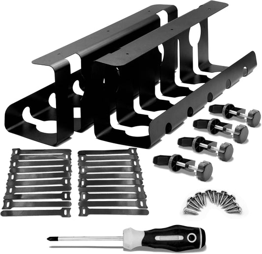 2Pcs 15.75 Inch Super Sturdy Gaming Cable Management Standing Desk wire organizer Large cord basket Under desk rack Mount With Clamps & Screws power strip holder chord organization j channel No Damage