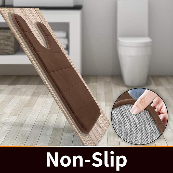 Yimobra Memory Foam Toilet Bath Mat U-Shaped, Soft and Comfortable, Super Water Absorbent, Non-Slip, Machine Wash and Easy to Dry for Bathroom Commode Contour Rug, 24 X 20 Inches, Brown
