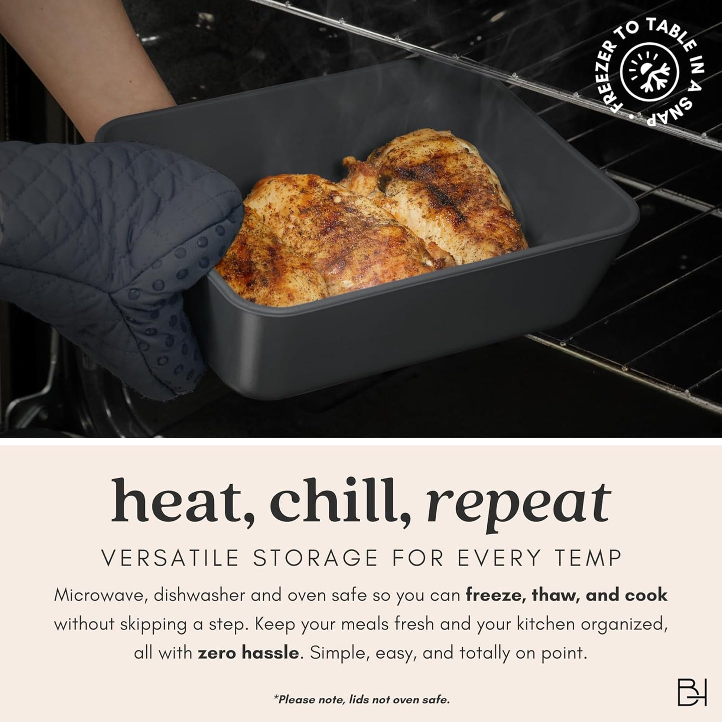 Ceramic Coated Glass Food Storage Container | No PTFE, PFOA, PFAS, and BPA | Reusable Non Toxic Meal Prep Container with Glass Lid | Easy To Store | 6 Piece Food Prep [Onyx]