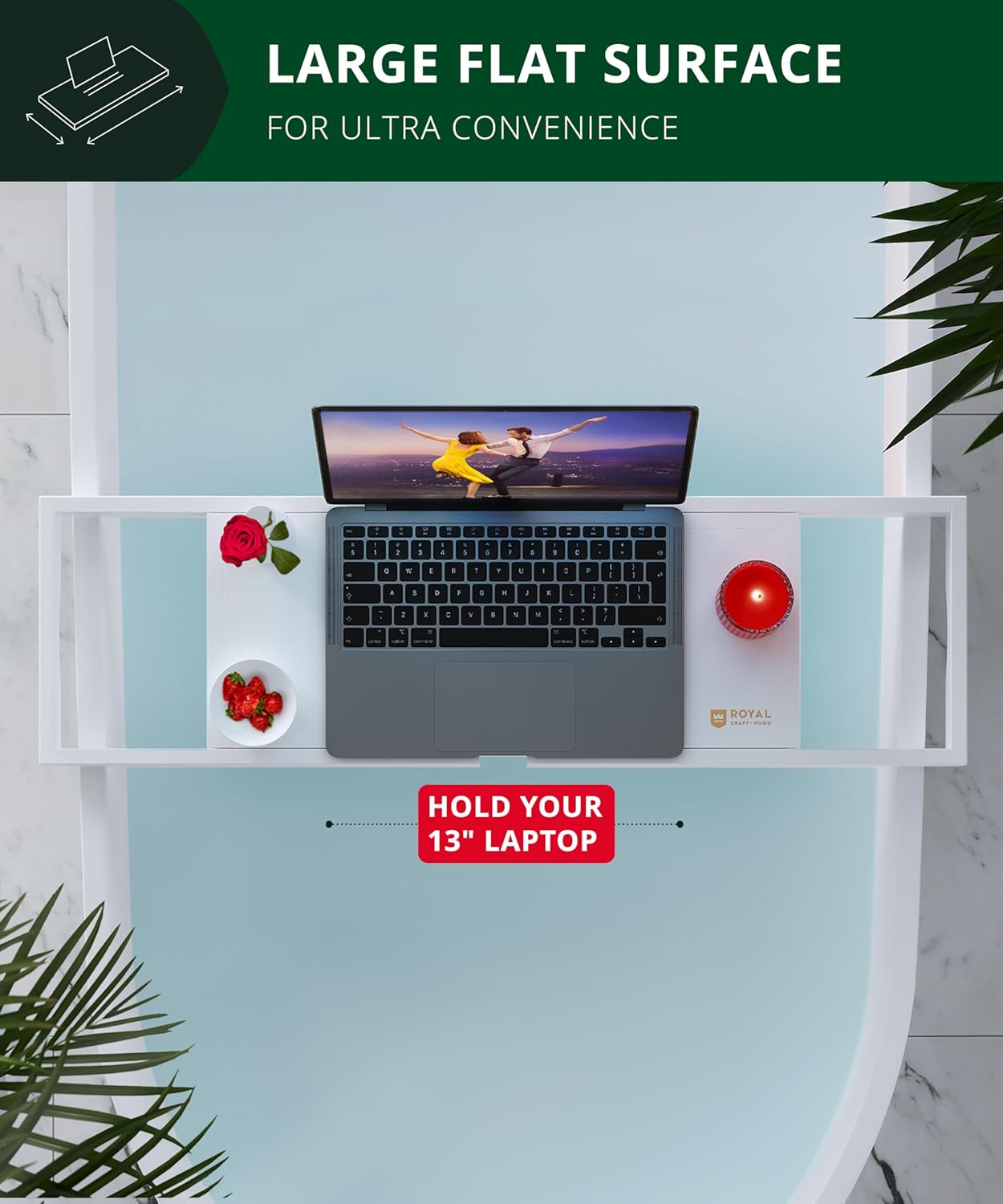 ROYAL CRAFT WOOD Premium Bathtub Tray - Expandable Bath Tray for Tub - Luxury Bathtub & Bathroom Accessories