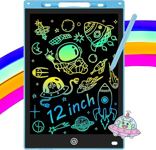 12 Inch LCD Writing Tablet - Colorful Electronic Drawing Pad & Doodle Board for Kids Ages 3-8, Erasable Educational Toy, Birthday and Christmas Gift for Girls and Boys (Blue)