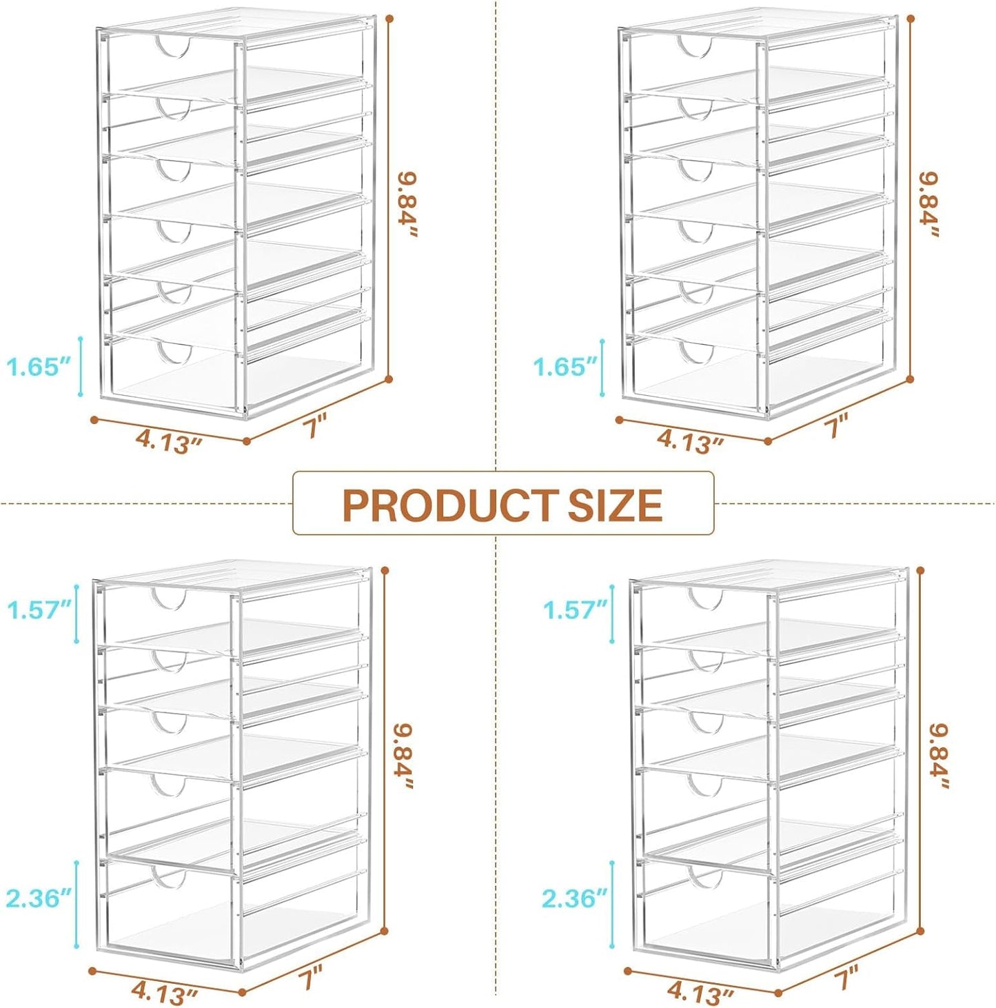 22 Drawers, Acrylic Desk Makeup Organizer, Plastic Drawers Organizer, Stackable Storage Solution for Makeup, Dresser, Office, Bathroom Clear Plastic Craft and Bead Storage Cabinet