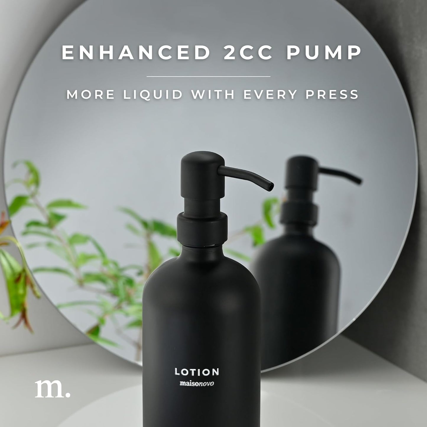 MaisoNovo Soap Dispenser 1-Piece Set | 16.9oz Black Bottles with Black Stainless Steel Pump
