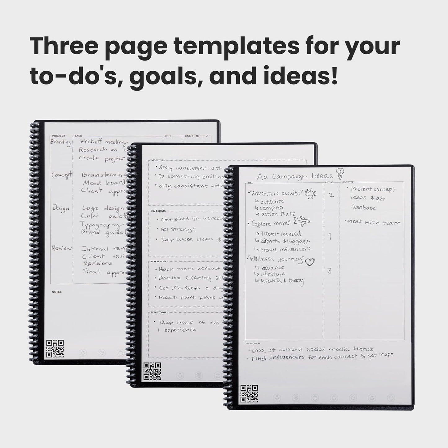 Rocketbook Fusion Hybrid Reusable Planner and Notebook in One, Additional Blank Pages, Goal and Project Tracker, Undated Planner, Letter Size 8.5x11, Blue (Pack of 1)