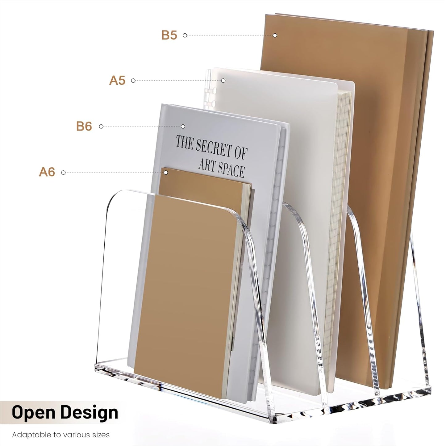 YUXUN Clear Acrylic Desktop File Sorter Organizer,Upright File Organizer, 3-Section Bookshelf for Home Office & Classroom