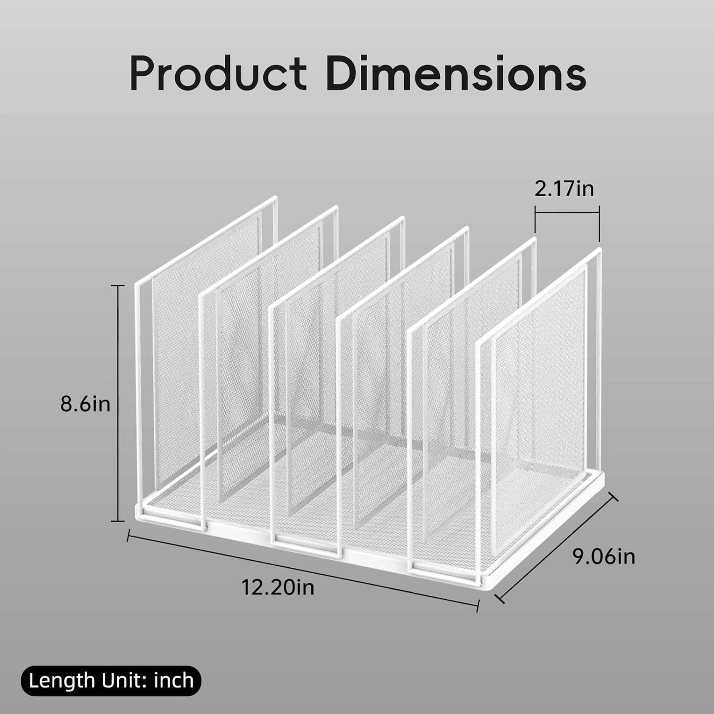 File Organizer for Desk, 5-Section Vertical File Sorter, Paper Holder Organizer Standing Metal File Folder for Office Home Classroom, White