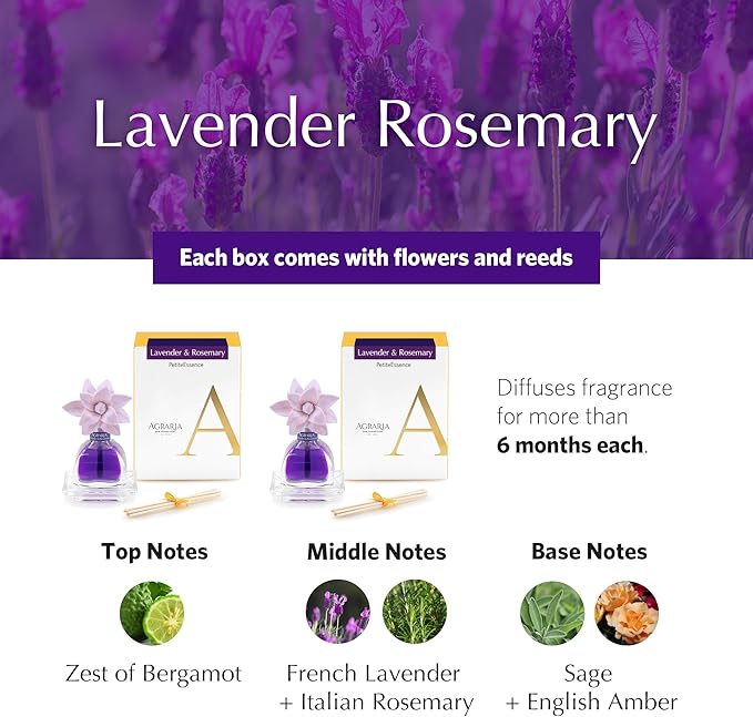 AGRARIA AirEssence & PetiteEssence Flower and Reed Diffuser Set, Luxury Home Fragrance Set, Scented Oil Reed Diffuser Gift for All Occasions