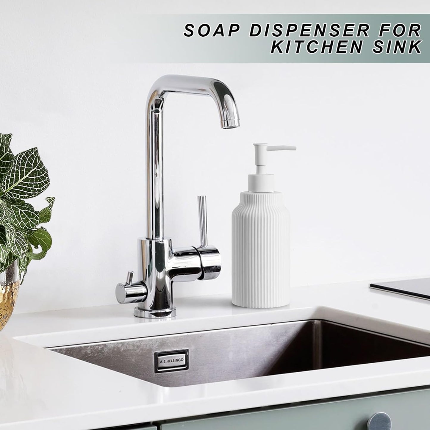 Modern Matte White Soap Dispenser for Bathroom，14oz Ceramic Soft Touch Hand Lotion Dispenser with Pump，Liquid soap Dispenser for Kitchen Rubber Paint (White)