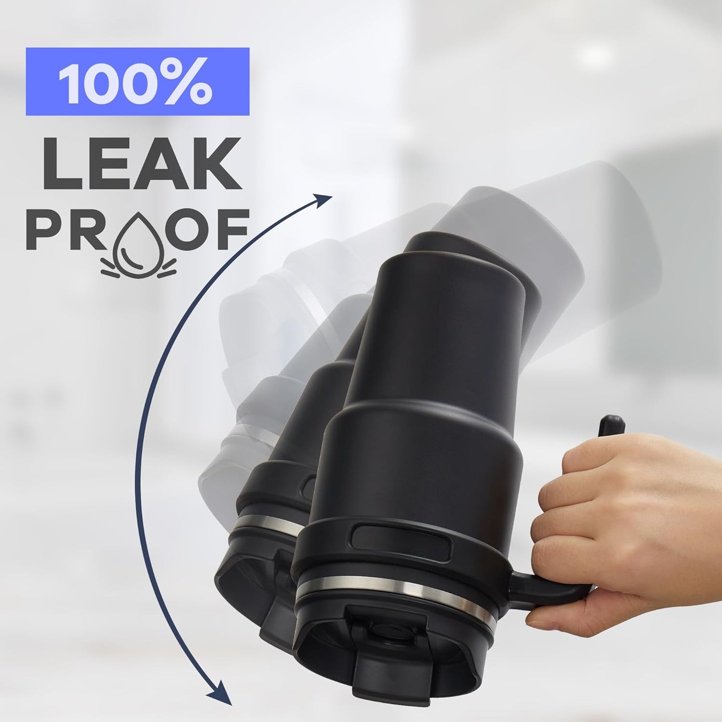 ALOUFEA 20 oz Insulated Coffee Mug Tumbler with Handle, Stainless Steel Travel Mug Tumbler with Lid and Straw,Double Wall Vacuum Leak Proof Ice Coffee Thermal Cup, Dark Rainbow/Indigo Black