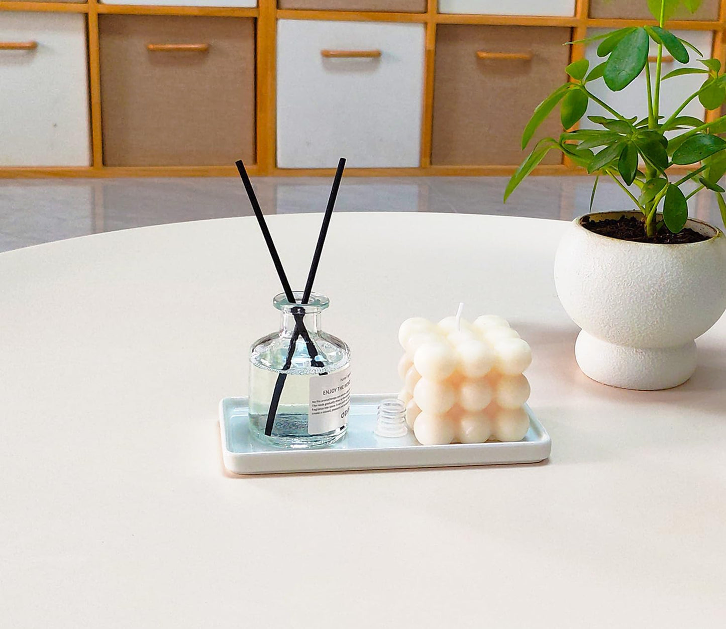 6.4" Porcelain Small Bathroom Tray, Ceramic Countertop and Vanity Tray for Cosmetics, Perfume, Jewelry, Candle - Kitchen Soap Tray for Kitchen Counter (White)