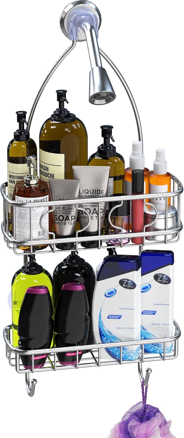 Simple Houseware Stainless Steel Bathroom Hanging Shower Head Caddy Organizer (24 x 10.2 x 4.2 inches)